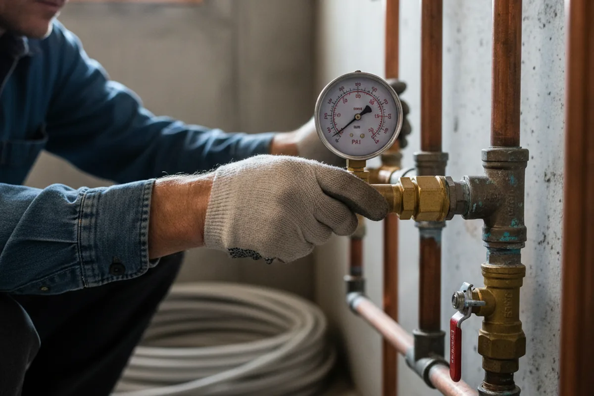 Pressure testing a repaired line during Water Line Repair in Hemet